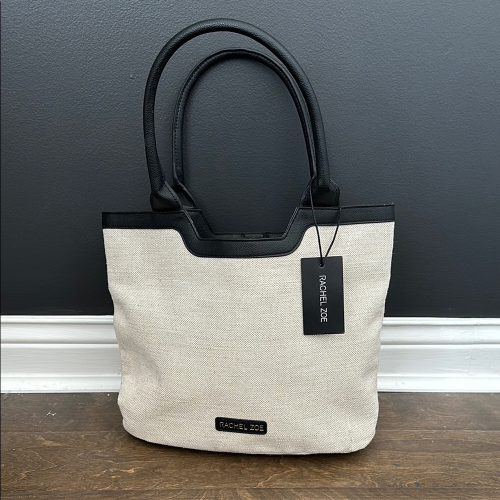 Rachel Zoe Black and Cream Canvas Tote